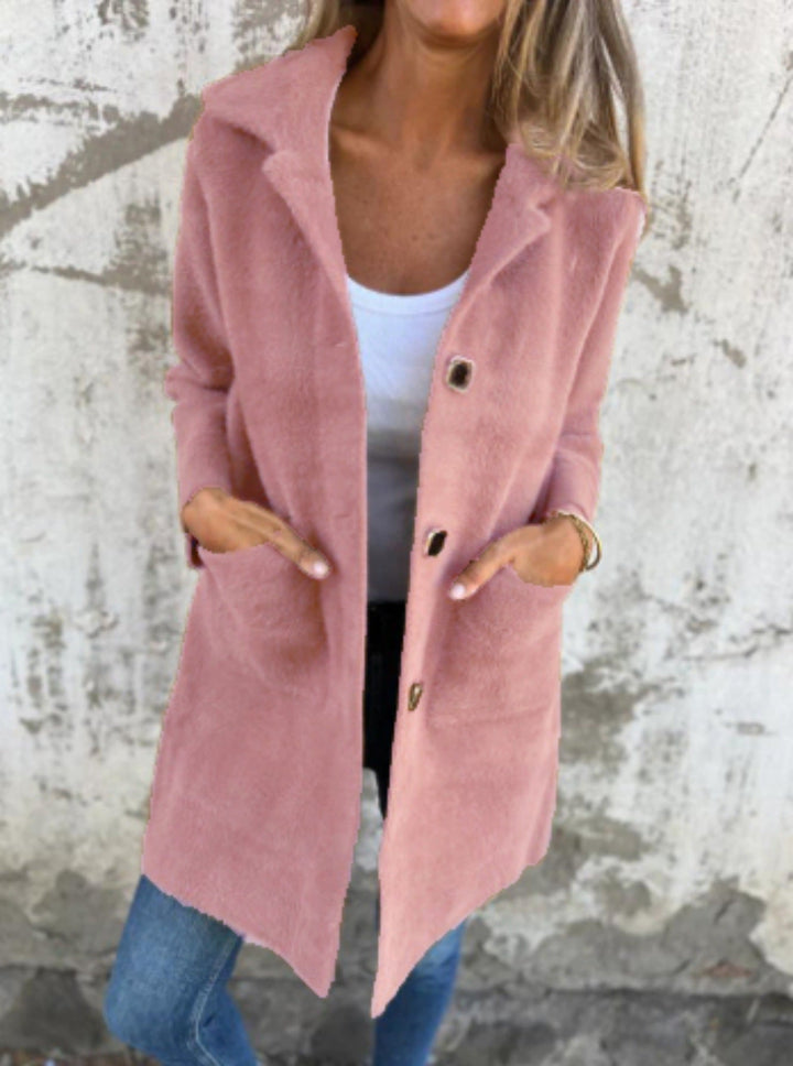 Cappotto casual monopetto in tessuto pesante con revers
