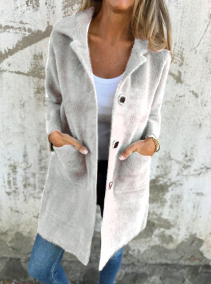 Cappotto casual monopetto in tessuto pesante con revers