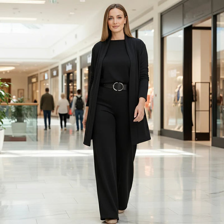 ⏳Offerta a tempo limitato⏰Elegante completo 3 pezzi: cardigan lungo, top e pantaloni💞