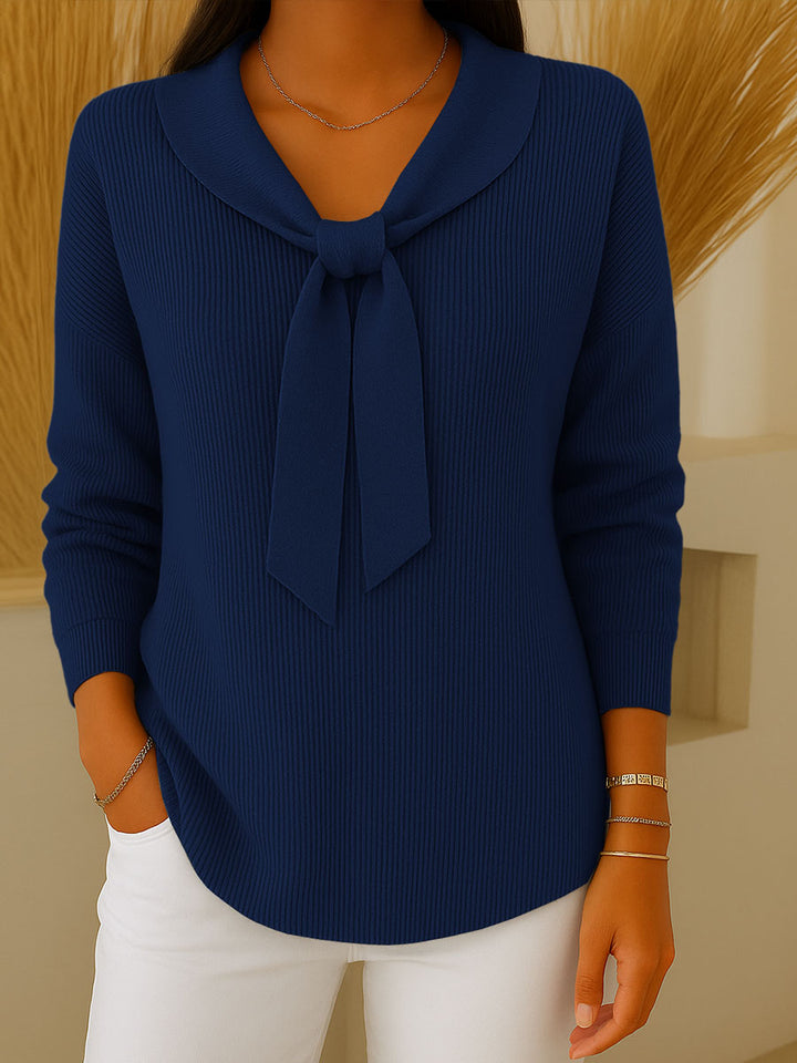 Maglione da donna in tinta unita con lacci e maniche lunghe, casual e ampio