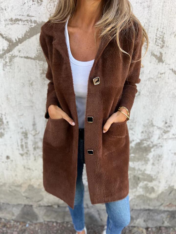Cappotto casual monopetto in tessuto pesante con revers