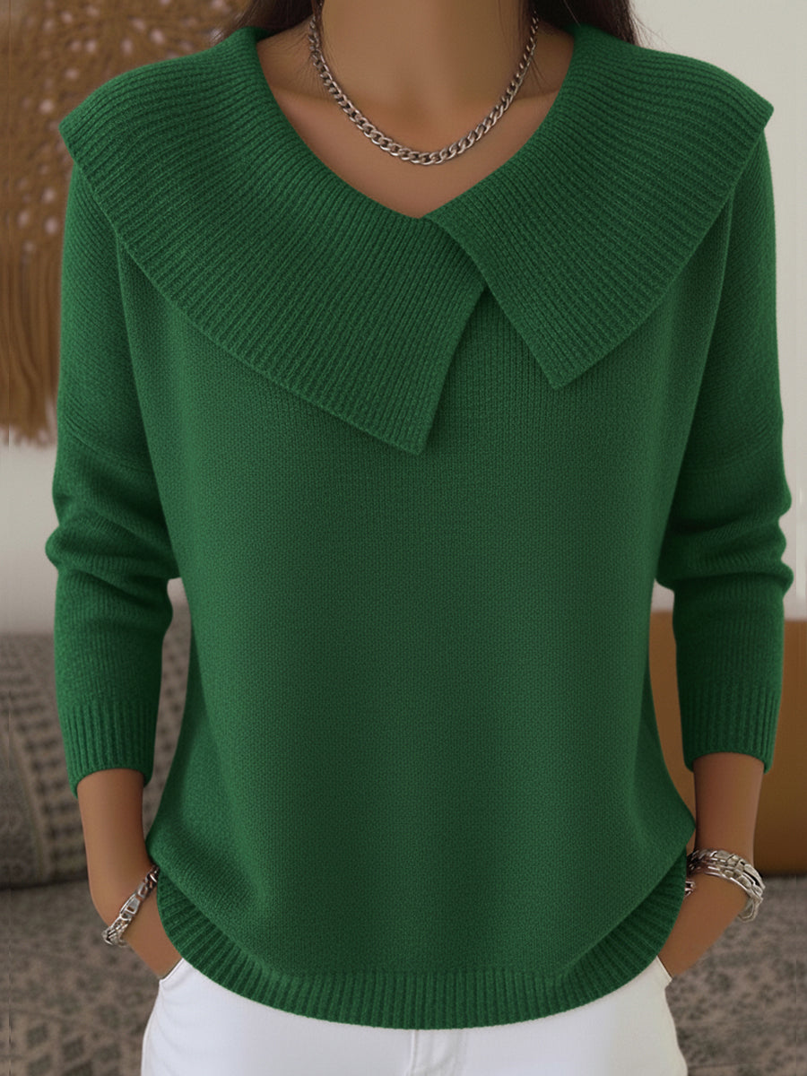 Maglione da donna con revers e motivo natalizio