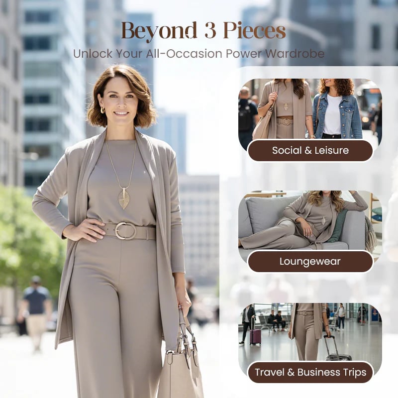 ⏳Offerta a tempo limitato⏰Elegante completo 3 pezzi: cardigan lungo, top e pantaloni💞