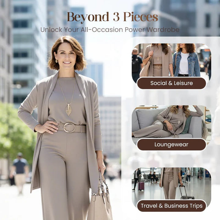 ⏳Offerta a tempo limitato⏰Elegante completo 3 pezzi: cardigan lungo, top e pantaloni💞