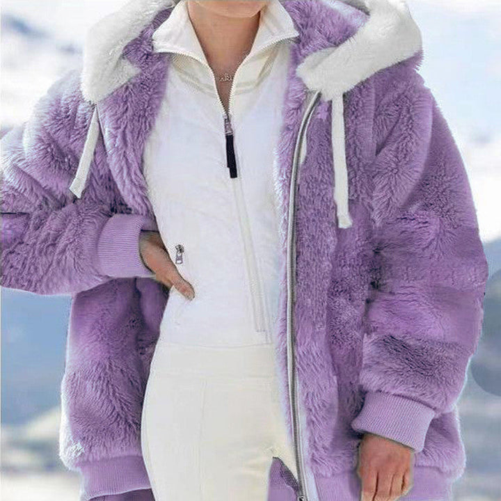 🔥SVENDITA ECCEZIONALE SCONTO DEL 49%✨Giacca in pile con cappuccio e fodera in lana