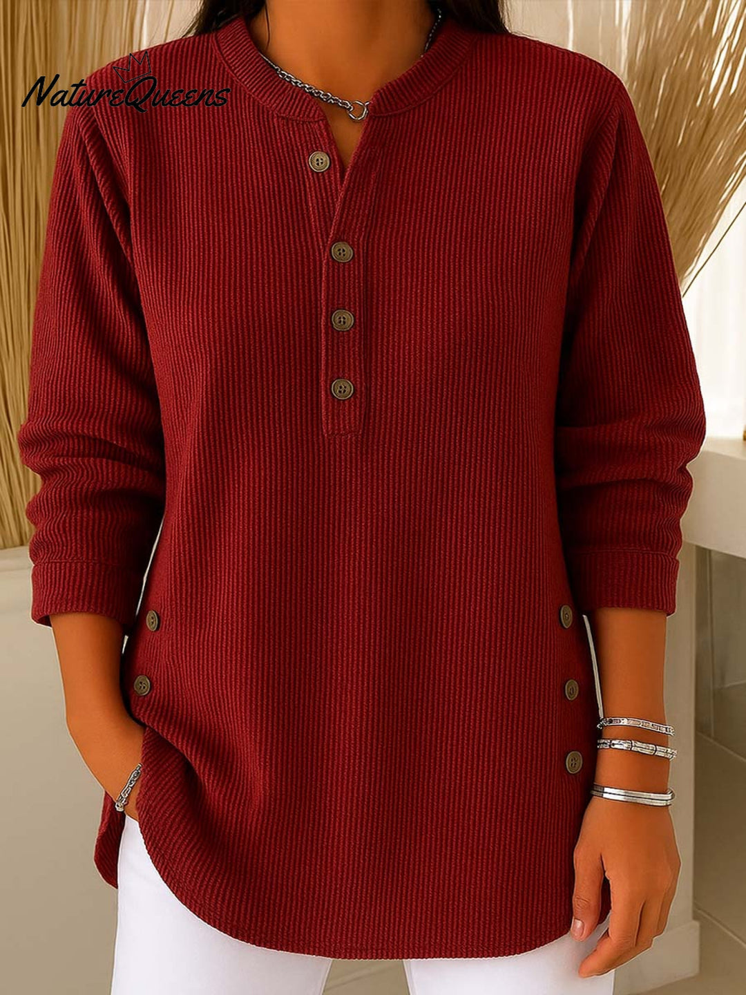 Maglione da donna in maglia a tinta unita, vestibilità ampia, a maniche lunghe