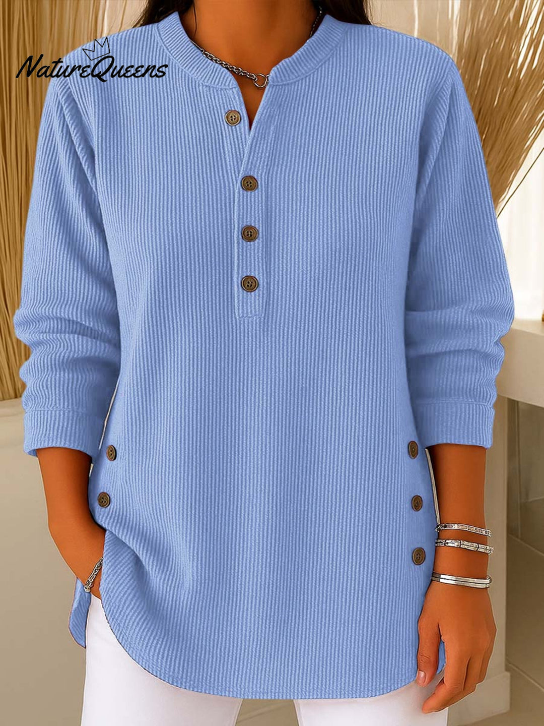 Maglione da donna in maglia a tinta unita, vestibilità ampia, a maniche lunghe