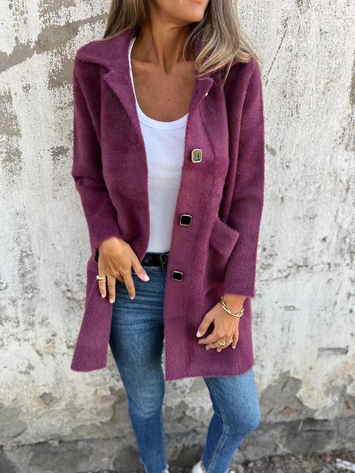 Cappotto casual monopetto in tessuto pesante con revers