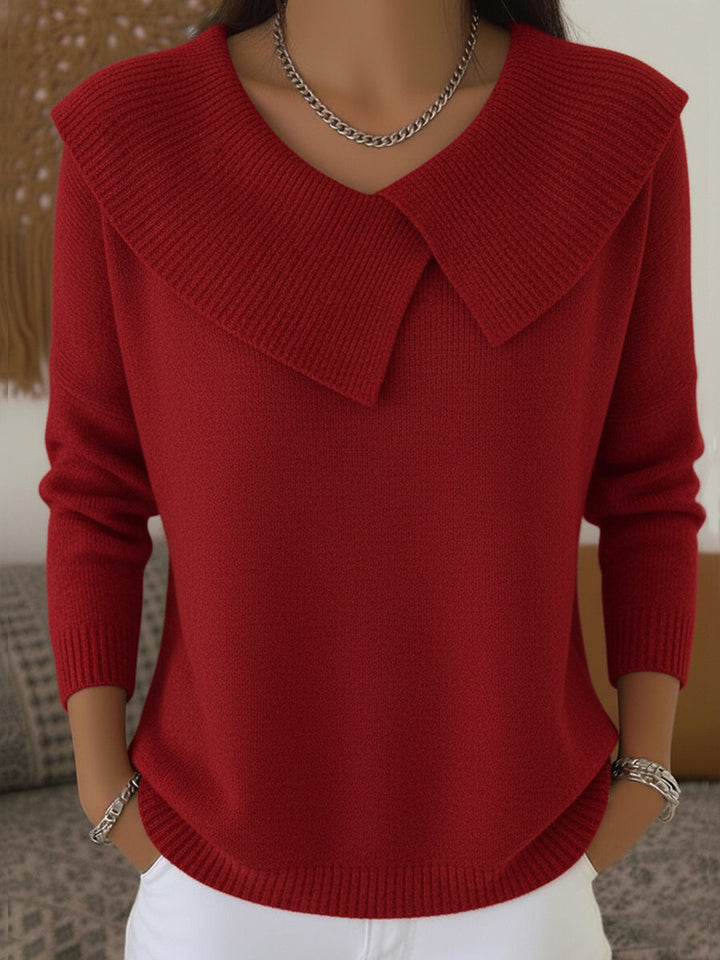 Maglione da donna con revers e motivo natalizio