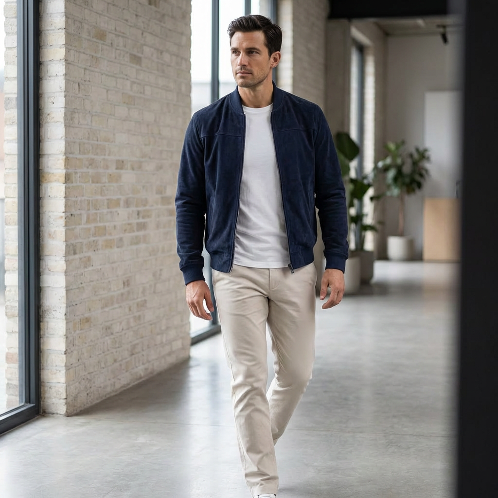 Vivo Stile | Bomber Uomo in Ecocamoscio