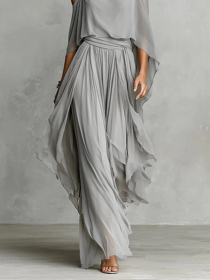 VivoStile | Completo fluido grigio con top a spalline e pantaloni leggeri